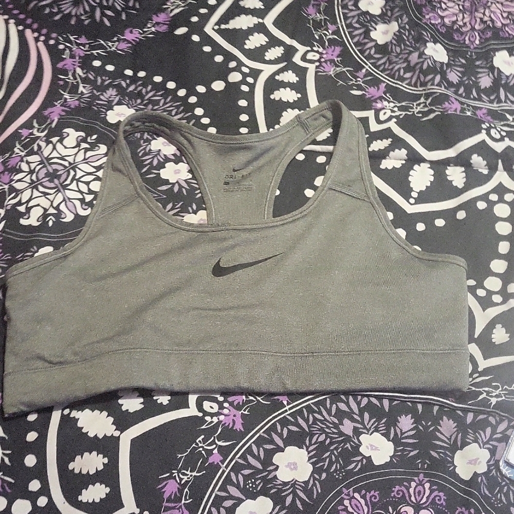 NIKE GREY DRI-FIT SPORTS BRA SIZE L